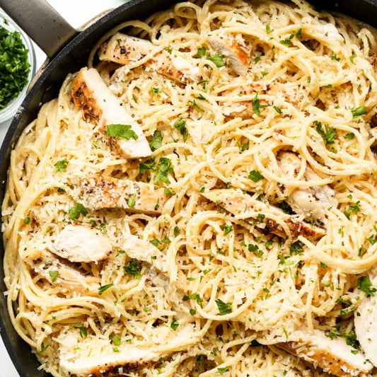 N.) Garlic Parmesan Chicken Pasta